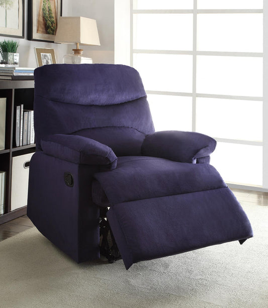 Blue Woven Fabric Upholstered Recliner with Knock Down Back By Homeroots | Recliners | Modishstore