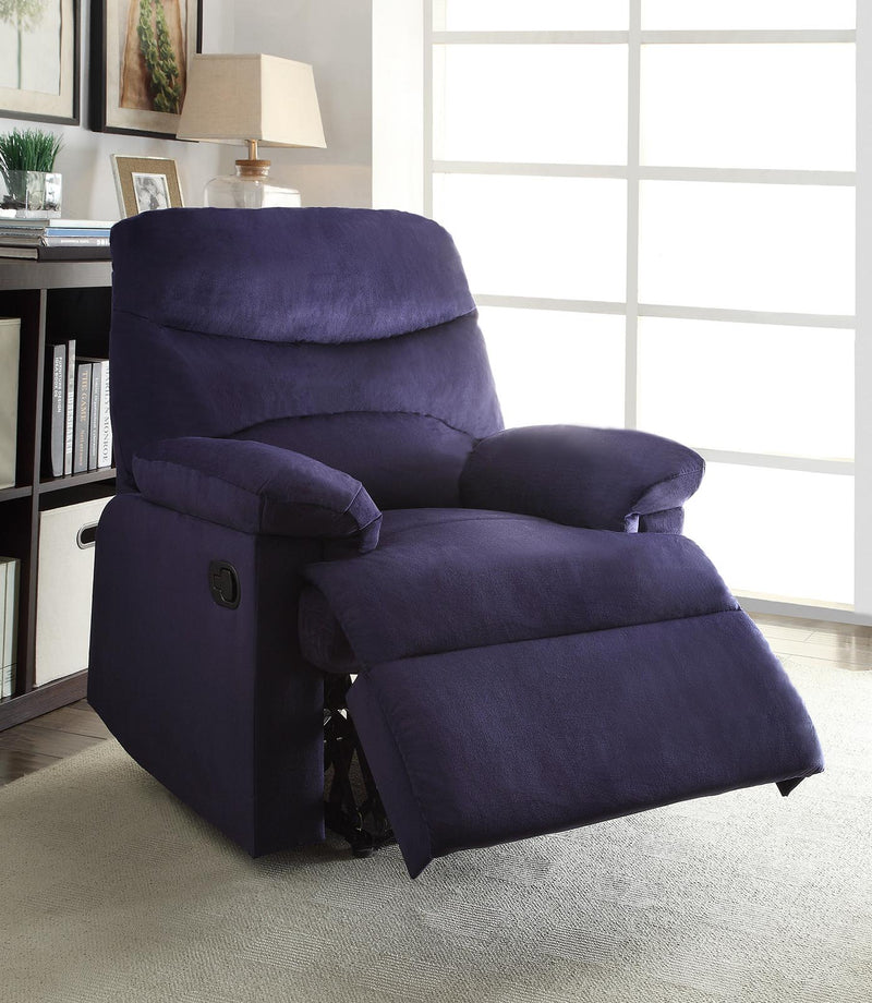 Blue Woven Fabric Upholstered Recliner with Knock Down Back By Homeroots | Recliners | Modishstore