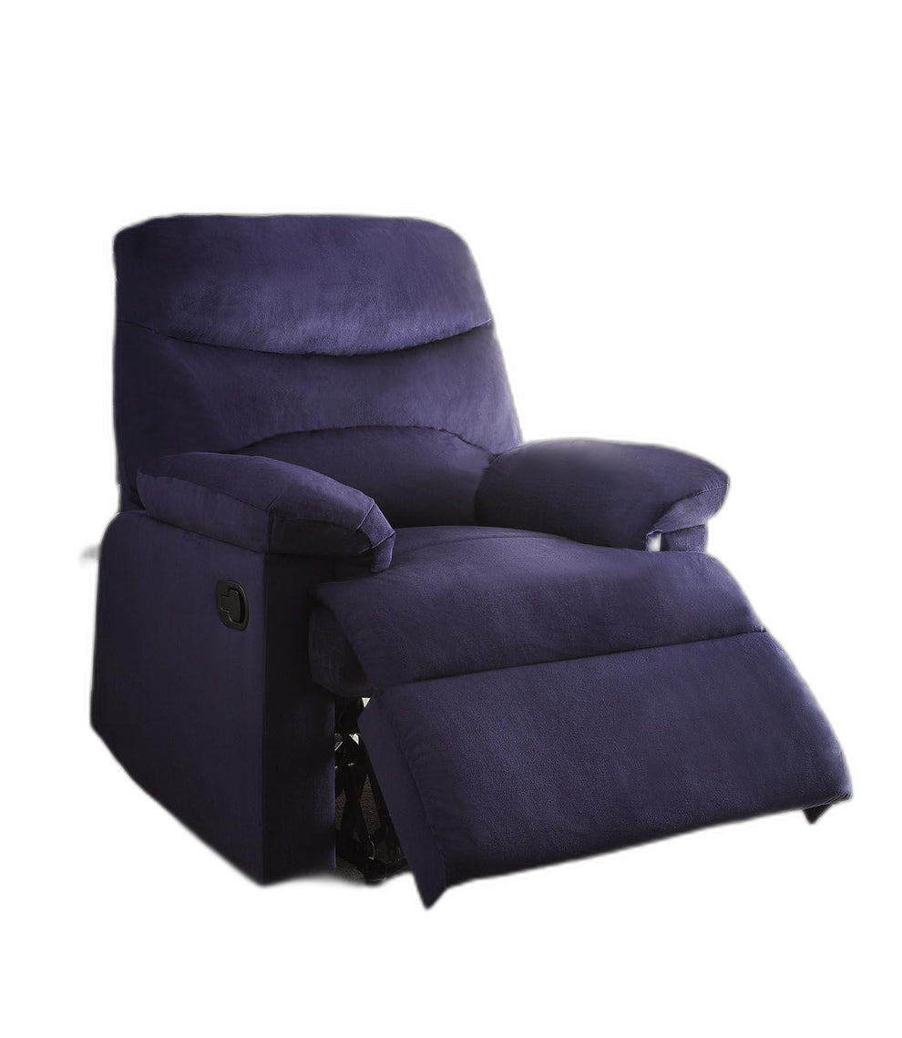 Blue Woven Fabric Upholstered Recliner with Knock Down Back By Homeroots | Recliners | Modishstore - 2