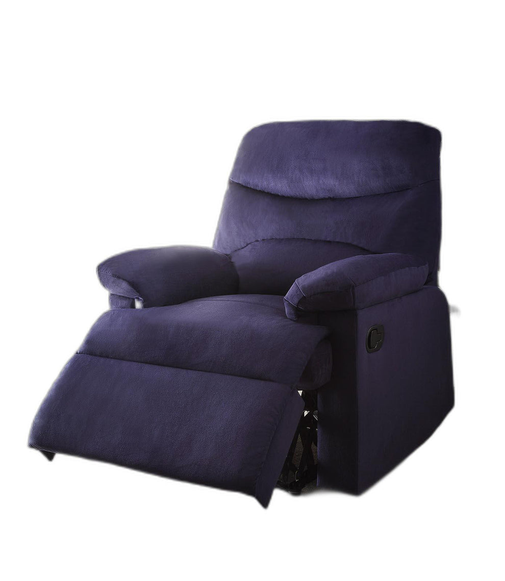 Blue Woven Fabric Upholstered Recliner with Knock Down Back By Homeroots | Recliners | Modishstore - 3