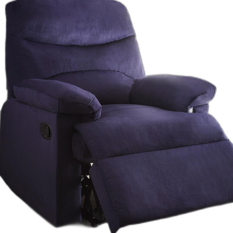 Blue Woven Fabric Upholstered Recliner with Knock Down Back By Homeroots | Recliners | Modishstore - 4