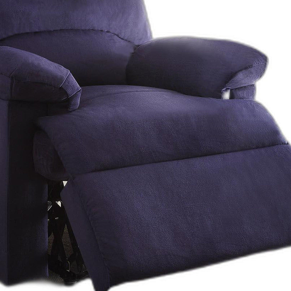 Blue Woven Fabric Upholstered Recliner with Knock Down Back By Homeroots | Recliners | Modishstore - 5