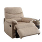 Recliner , Light Brown Woven Fabric - Woven Fabric, Wood (Solid Light Brown Woven Fabric By Homeroots | Recliners | Modishstore - 2