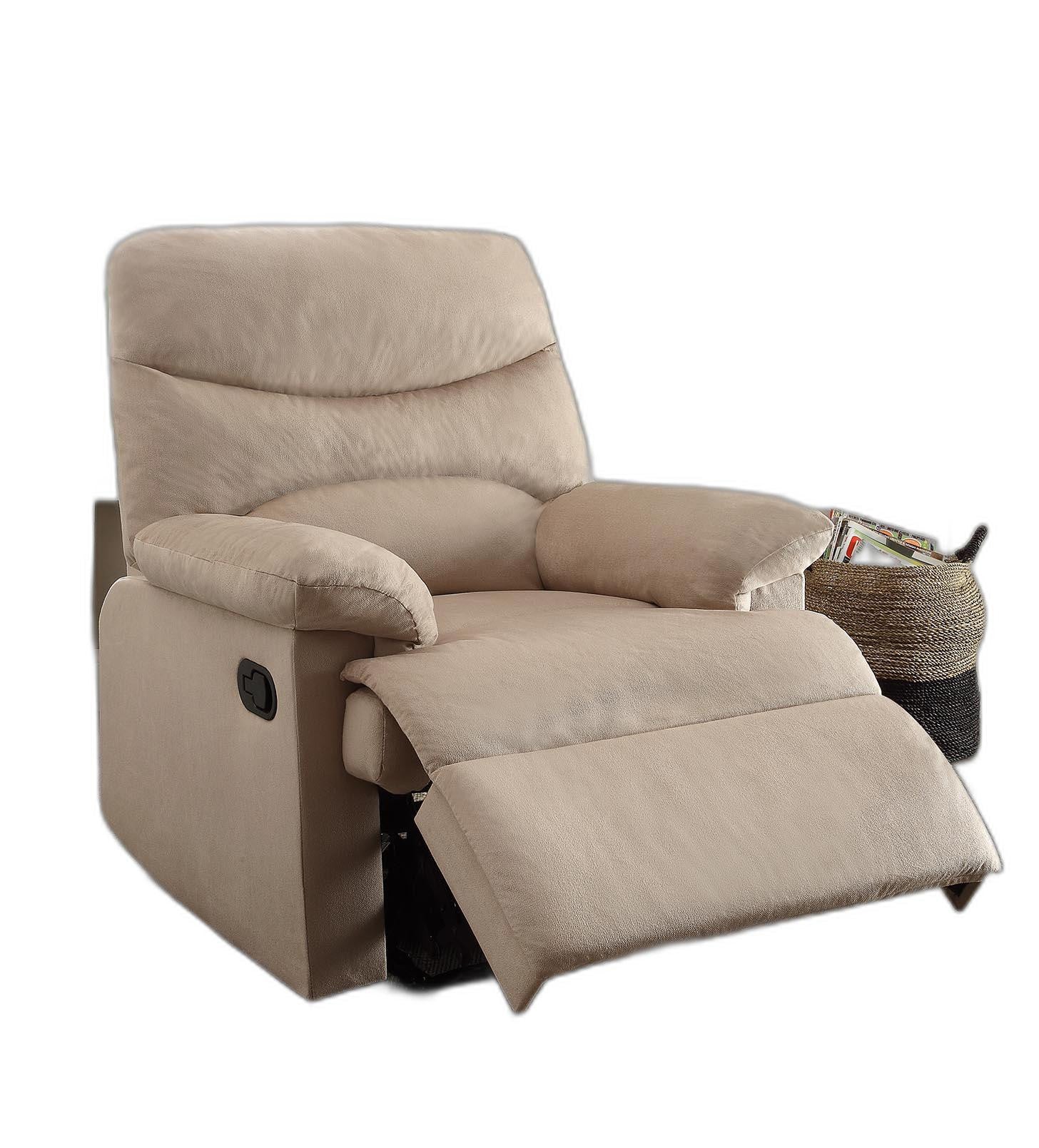Recliner , Light Brown Woven Fabric - Woven Fabric, Wood (Solid Light Brown Woven Fabric By Homeroots | Recliners | Modishstore - 2