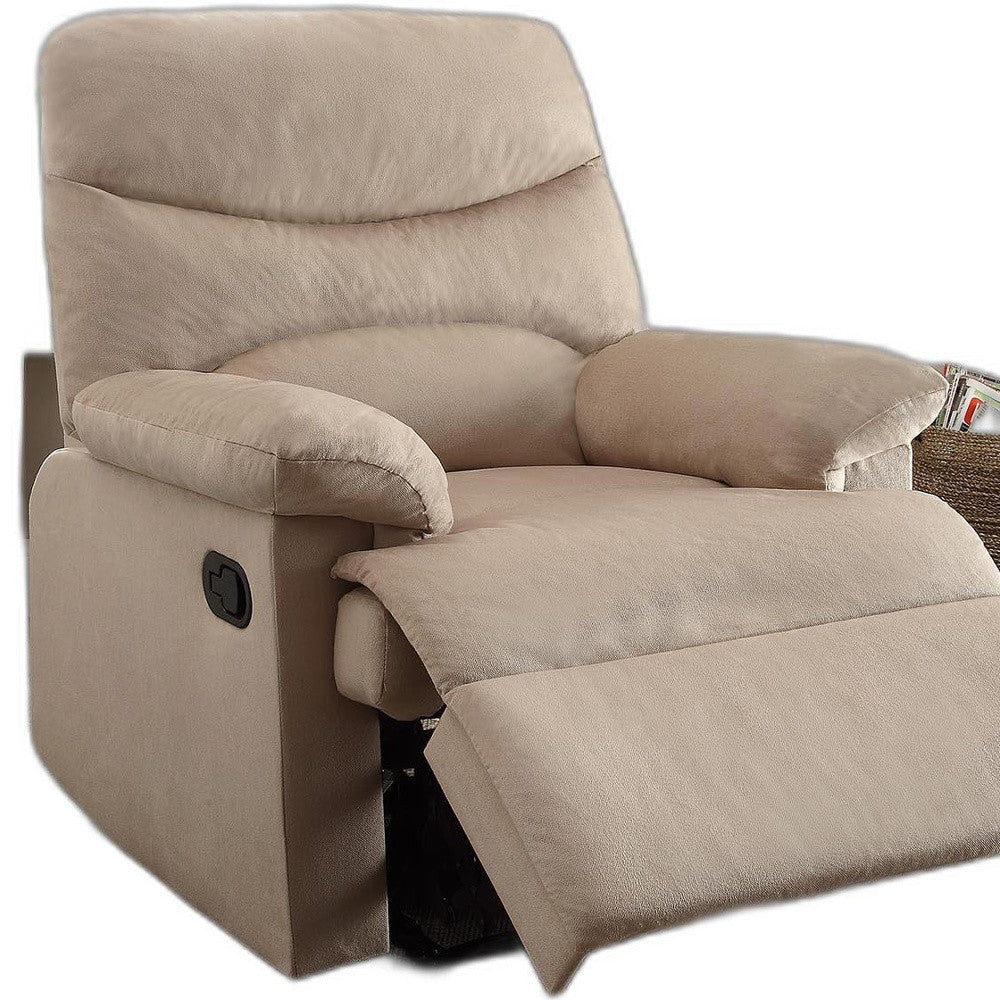 Recliner , Light Brown Woven Fabric - Woven Fabric, Wood (Solid Light Brown Woven Fabric By Homeroots | Recliners | Modishstore - 4