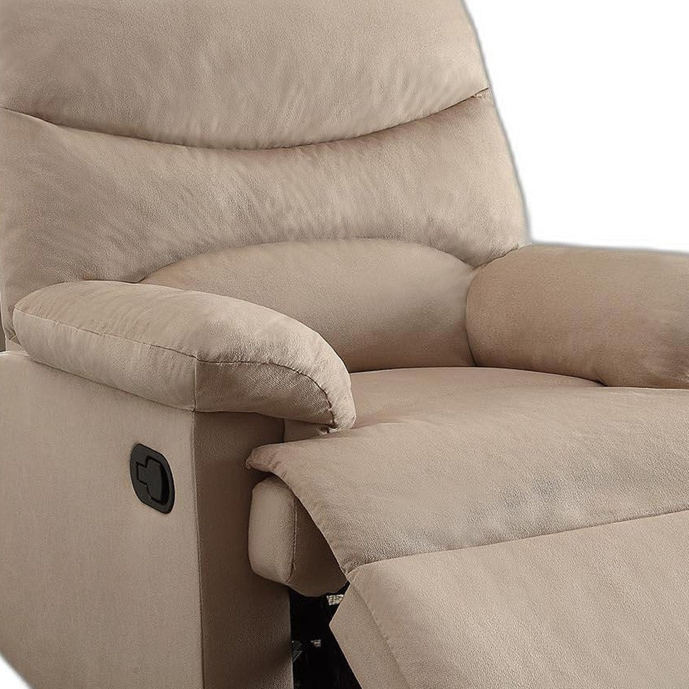 Recliner , Light Brown Woven Fabric - Woven Fabric, Wood (Solid Light Brown Woven Fabric By Homeroots | Recliners | Modishstore - 5