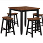5Pc Oak Black Rubber Wood Counter Height Set By Homeroots | Bar Stools & Table | Modishstore - 3