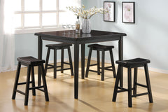 5Pc Black Rubber Wood Counter Height Set By Homeroots