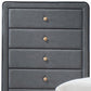 46' Light Gray Upholstery 5 Drawer Chest Dresser With Light Natural Legs By Homeroots | Dressers | Modishstore - 4