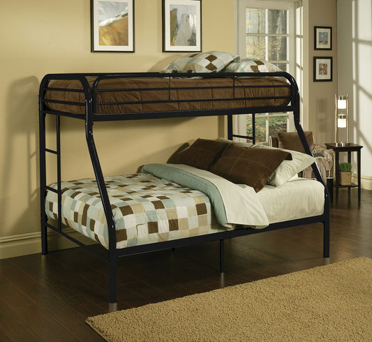 Twin Xl Over Queen Black Metal Tube Bunk Bed By Homeroots