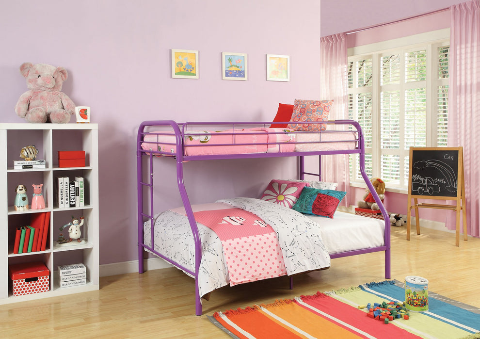 Twin Over Full Black Metal Tube Bunk Bed By Homeroots | Beds | Modishstore - 5
