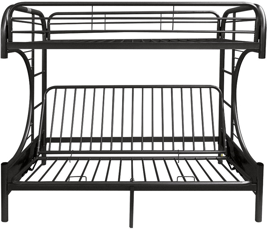Twin Over Full Black Metal Tube Futon Bunk Bed By Homeroots | Beds | Modishstore - 2