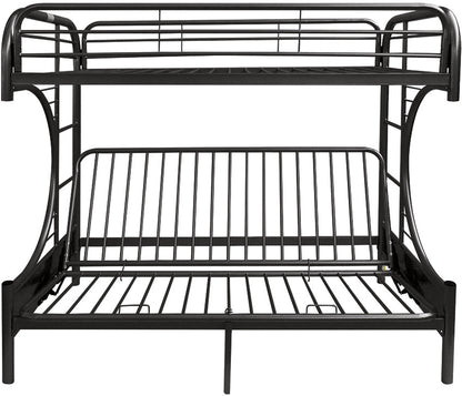 Twin Over Full Black Metal Tube Futon Bunk Bed By Homeroots | Beds | Modishstore - 2