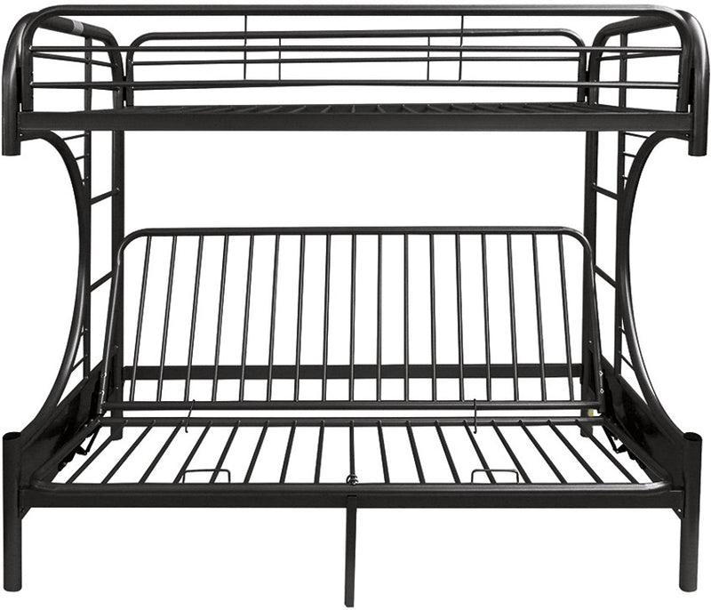 Twin Over Full Black Metal Tube Futon Bunk Bed By Homeroots | Beds | Modishstore - 2