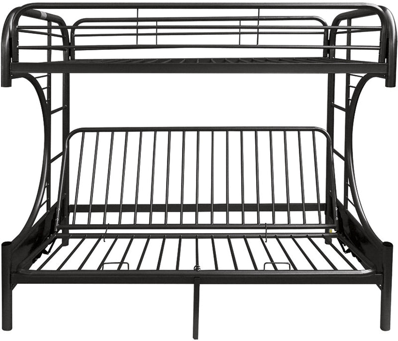 Twin Over Full Black Metal Tube Futon Bunk Bed By Homeroots | Beds | Modishstore