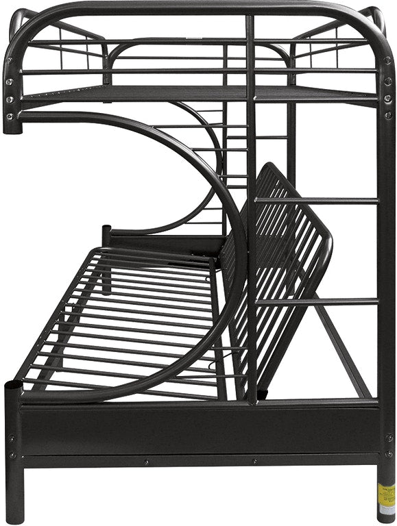 Twin Over Full Black Metal Tube Futon Bunk Bed By Homeroots | Beds | Modishstore - 2