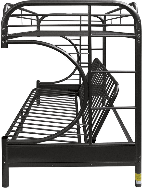 Twin Over Full Black Metal Tube Futon Bunk Bed By Homeroots | Beds | Modishstore - 3