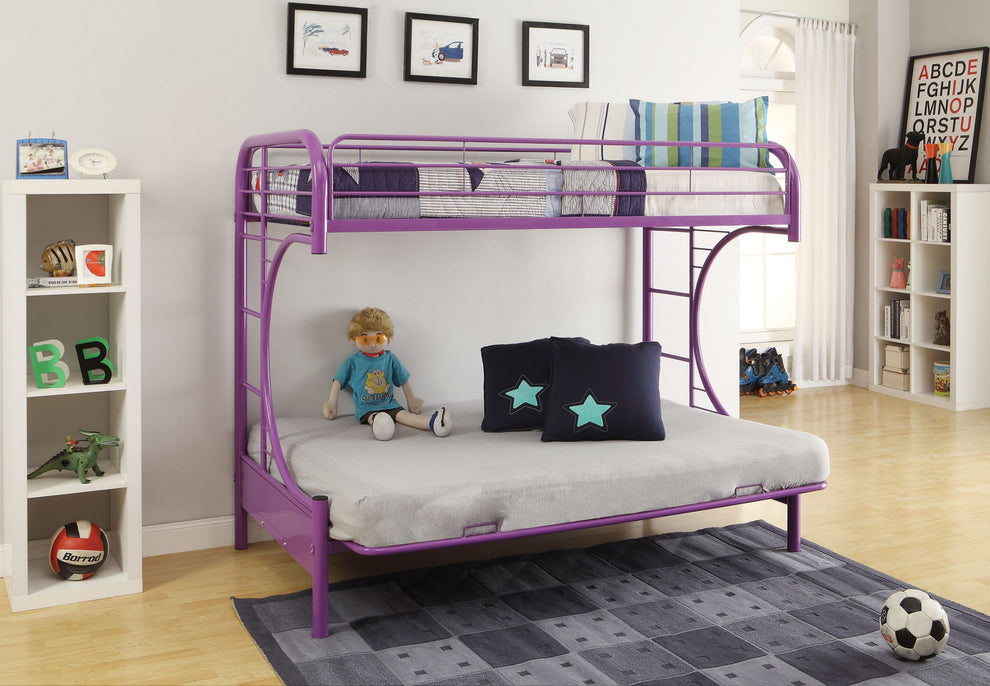 Twin Over Full Black Metal Tube Futon Bunk Bed By Homeroots | Beds | Modishstore - 6