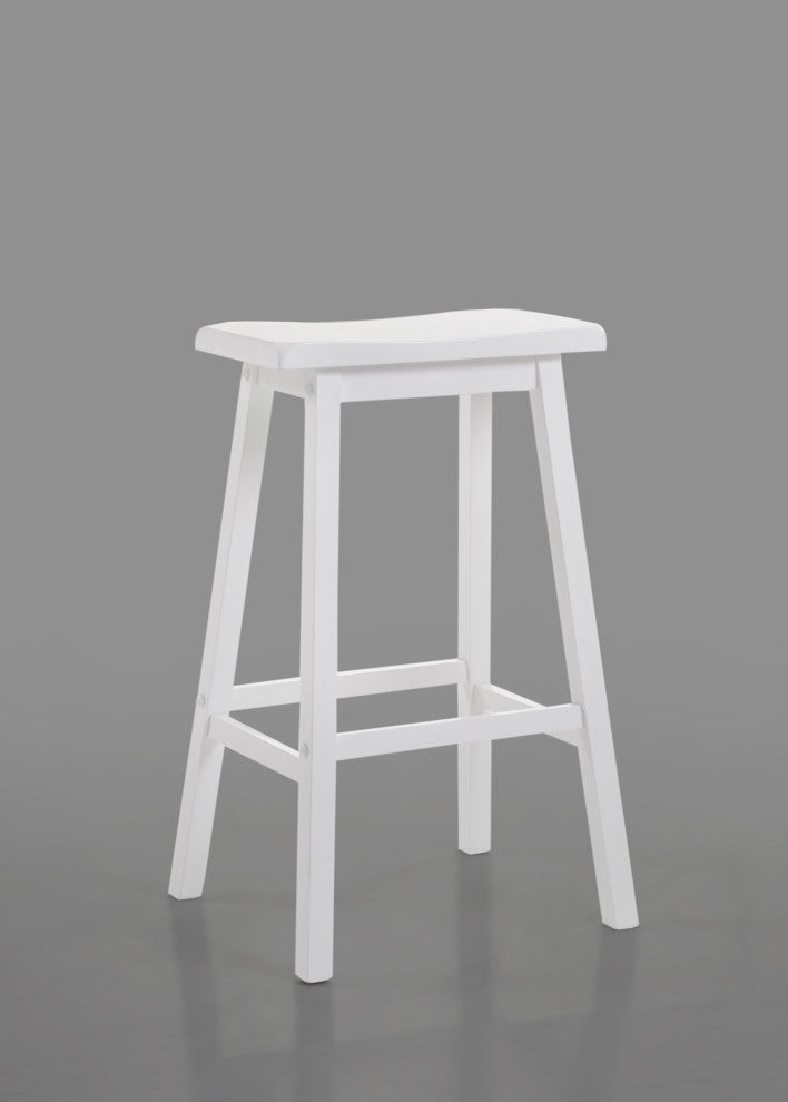 White Rubber Wood Bar Stool (Set-) By Homeroots | Bar Stools | Modishstore - 2