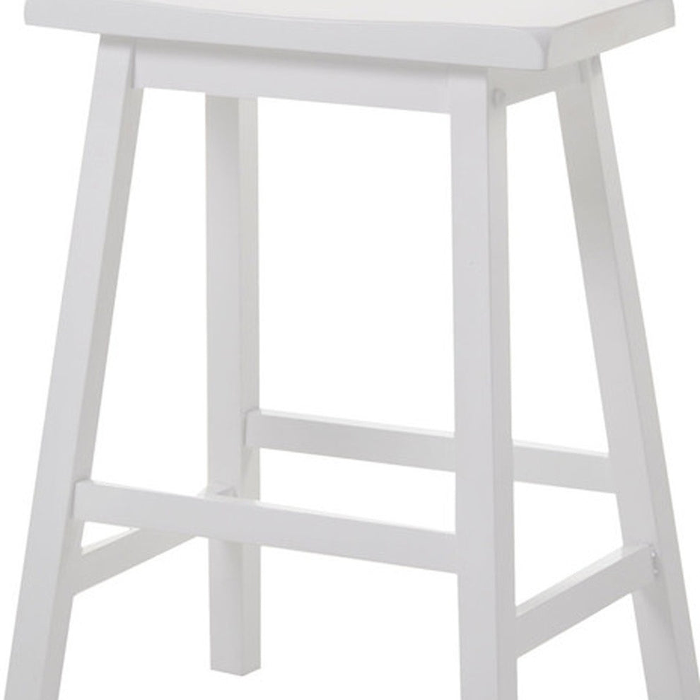 White Rubber Wood Bar Stool (Set-) By Homeroots | Bar Stools | Modishstore - 4