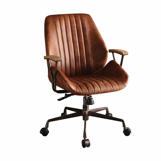 Cocoa Top Grain Leather Office Chair By Homeroots