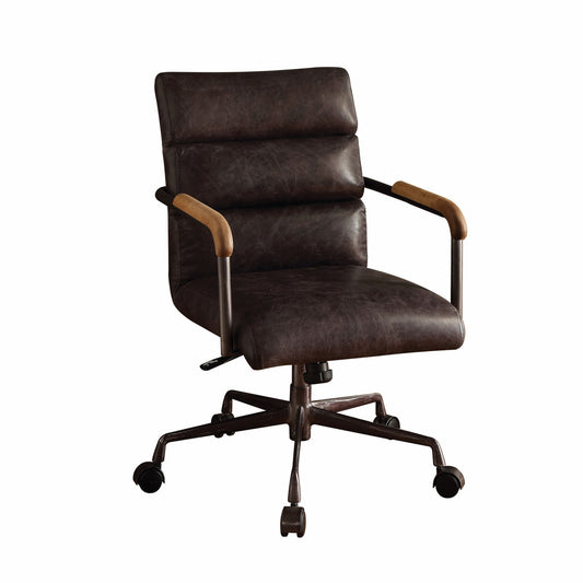 Antique Ebony Top Grain Leather Office Chair By Homeroots