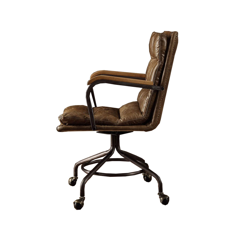 Vintage Whiskey Top Grain Leather Office Chair By Homeroots | Office Chairs | Modishstore - 3