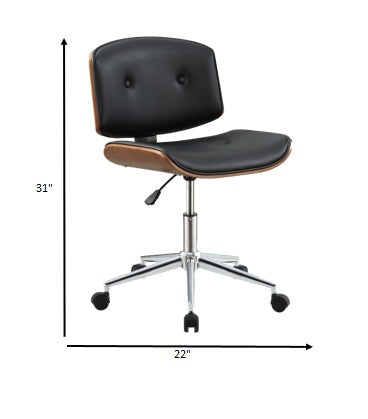 Black And Walnut Office Chair By Homeroots - 286618 | Office Chairs | Modishstore - 4