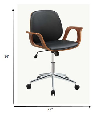 Black And Walnut Office Chair By Homeroots - 286619 | Office Chairs | Modishstore - 4