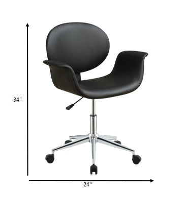 Black Pu Office Chair By Homeroots | Office Chairs | Modishstore - 5