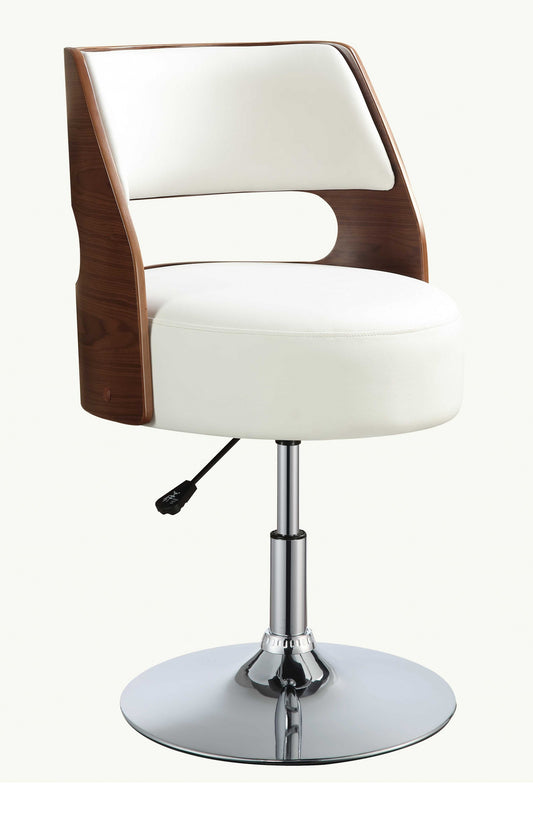 White And Walnut Swivel Adjustable Stool By Homeroots | Stools | Modishstore