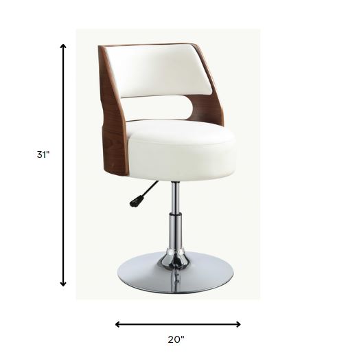 White And Walnut Swivel Adjustable Stool By Homeroots | Stools | Modishstore - 2