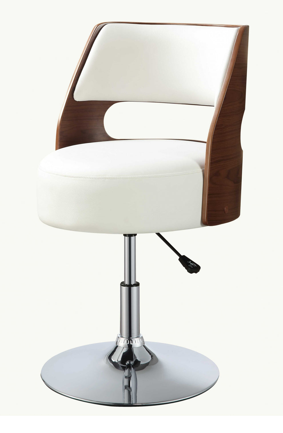 White And Walnut Swivel Adjustable Stool By Homeroots | Stools | Modishstore - 3