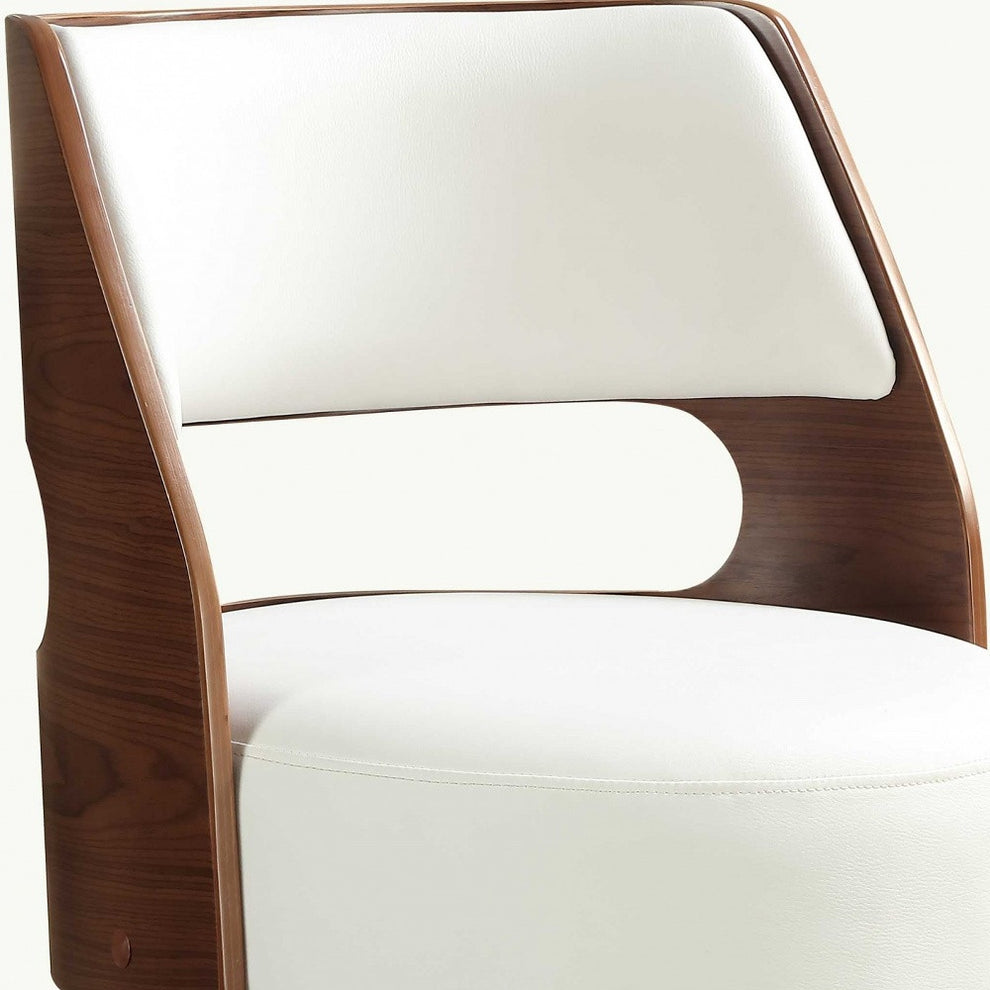 White And Walnut Swivel Adjustable Stool By Homeroots | Stools | Modishstore - 4