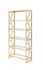 Clear Glass And Gold Bookcase By Homeroots - 286633
