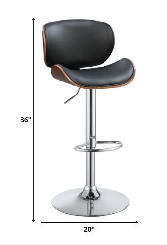 Black And Walnut Adjustable Stool By Homeroots - 286643 | Bar Stools | Modishstore - 2