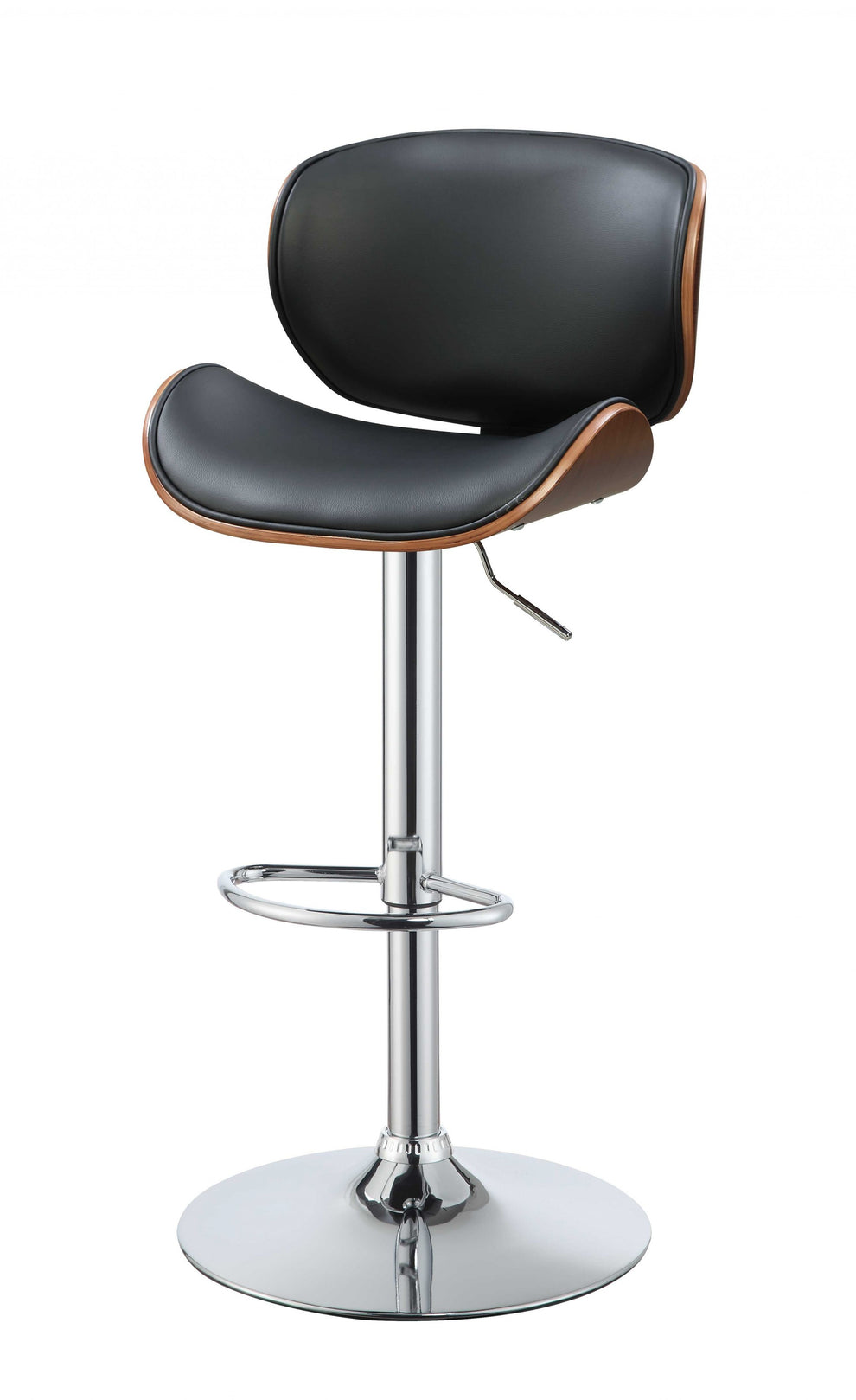 Black And Walnut Adjustable Stool By Homeroots - 286643 | Bar Stools | Modishstore - 3