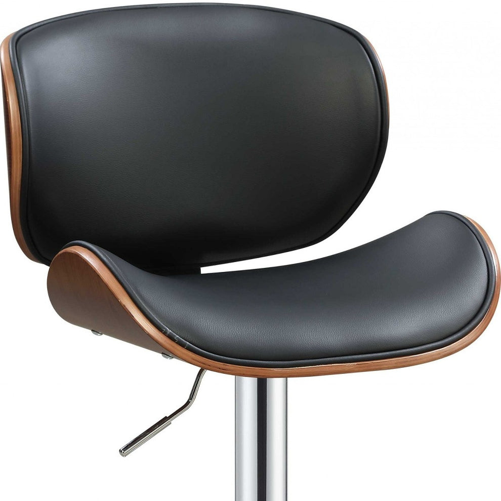 Black And Walnut Adjustable Stool By Homeroots - 286643 | Bar Stools | Modishstore - 4