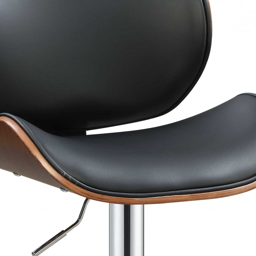 Black And Walnut Adjustable Stool By Homeroots - 286643 | Bar Stools | Modishstore - 5