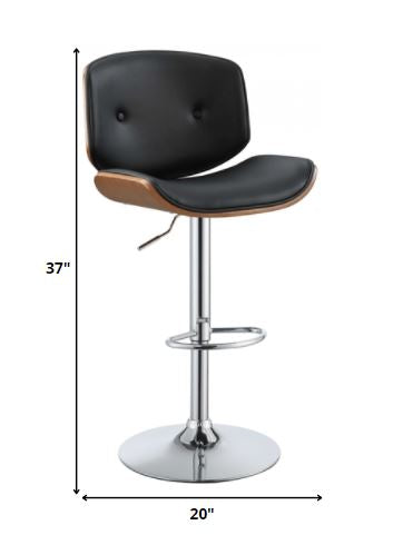Contemporary Black And Walnut Adjustable Stool By Homeroots | Bar Stools | Modishstore - 2