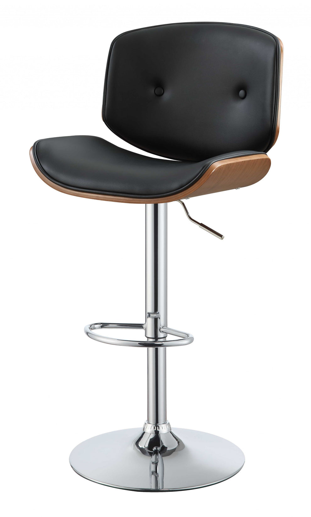 Contemporary Black And Walnut Adjustable Stool By Homeroots | Bar Stools | Modishstore - 3