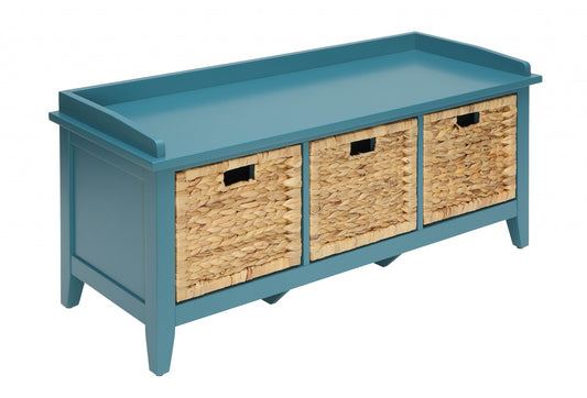 Pop of Color Teal Storage Bench By Homeroots | Benches | Modishstore