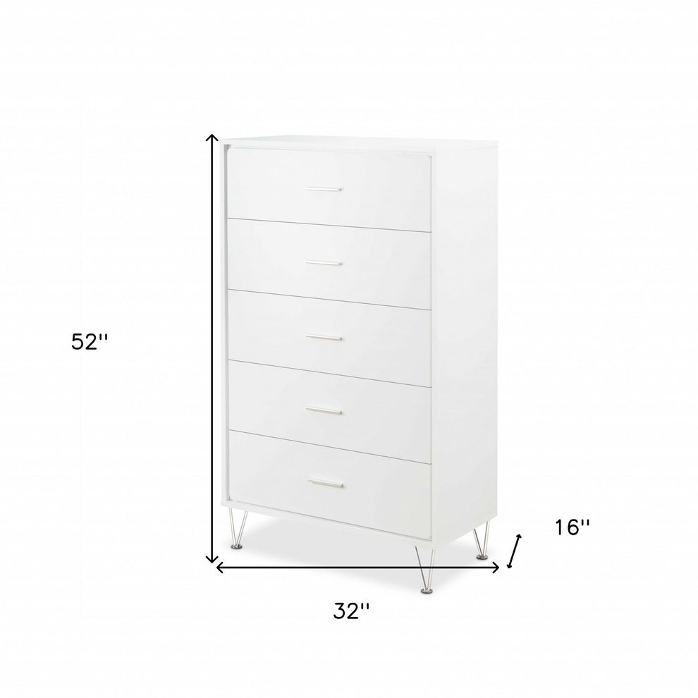 White Particle Board Chest By Homeroots | Drawers | Modishstore - 5
