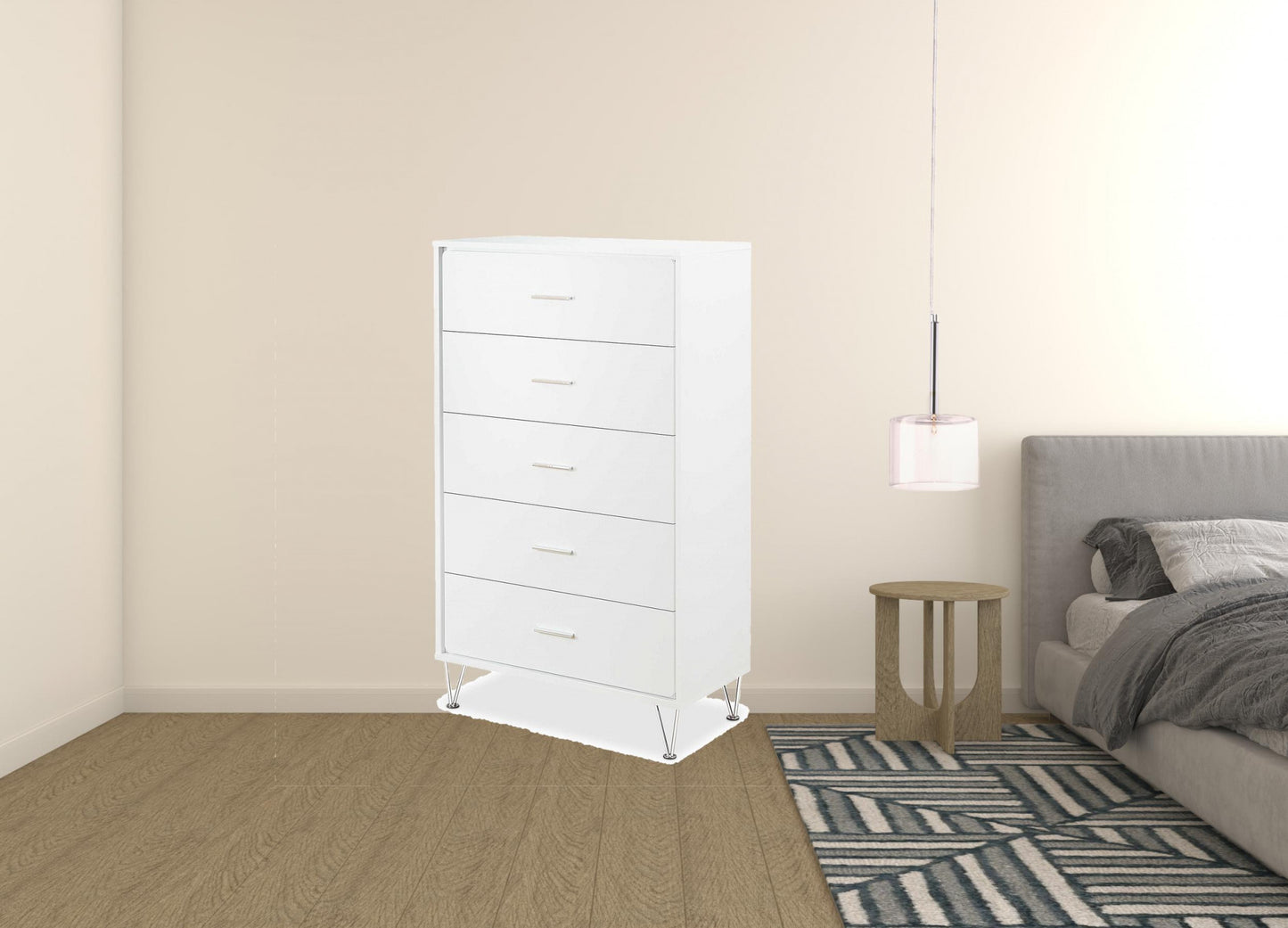 White Particle Board Chest By Homeroots | Drawers | Modishstore - 2