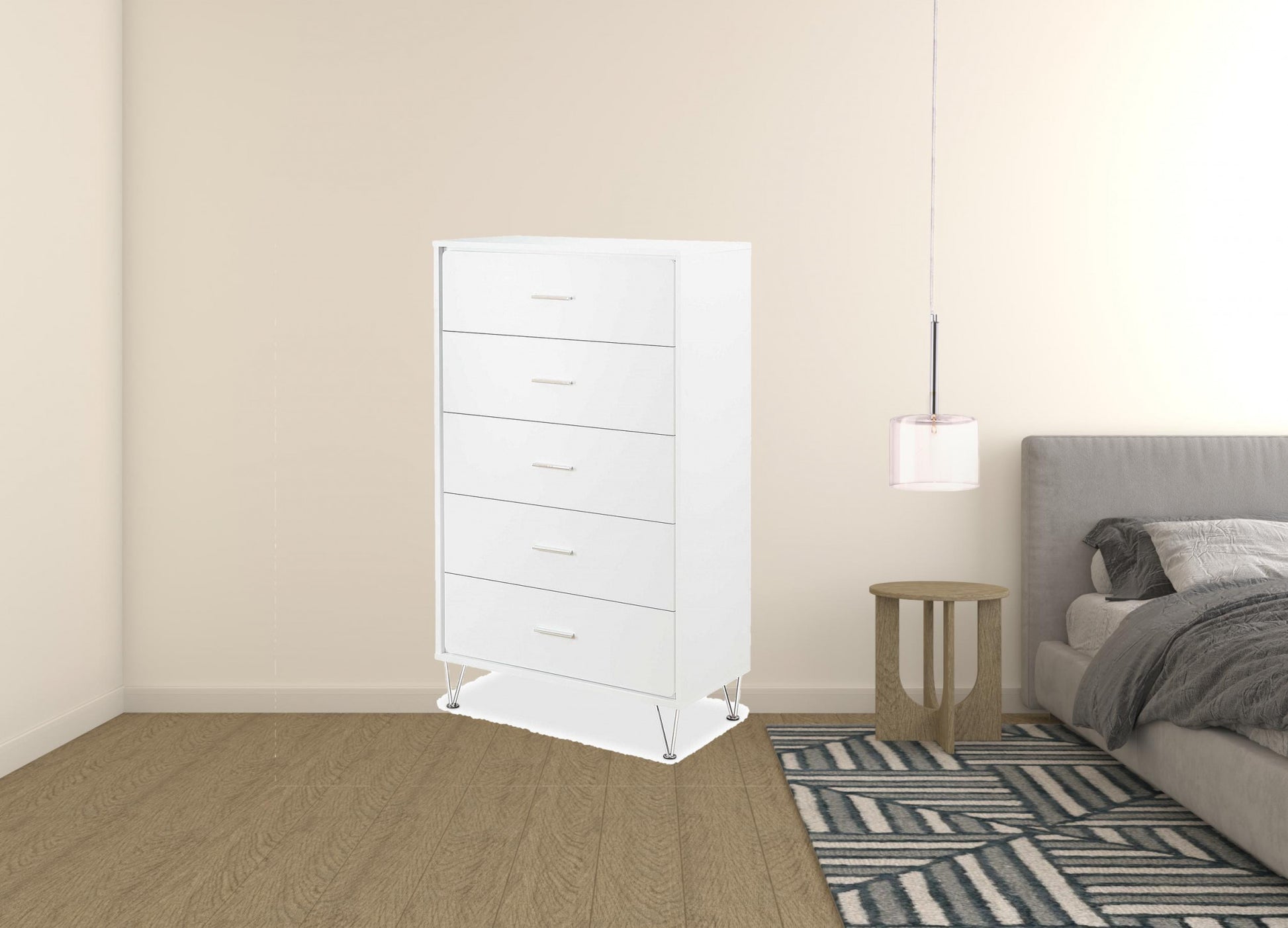 White Particle Board Chest By Homeroots | Drawers | Modishstore - 2