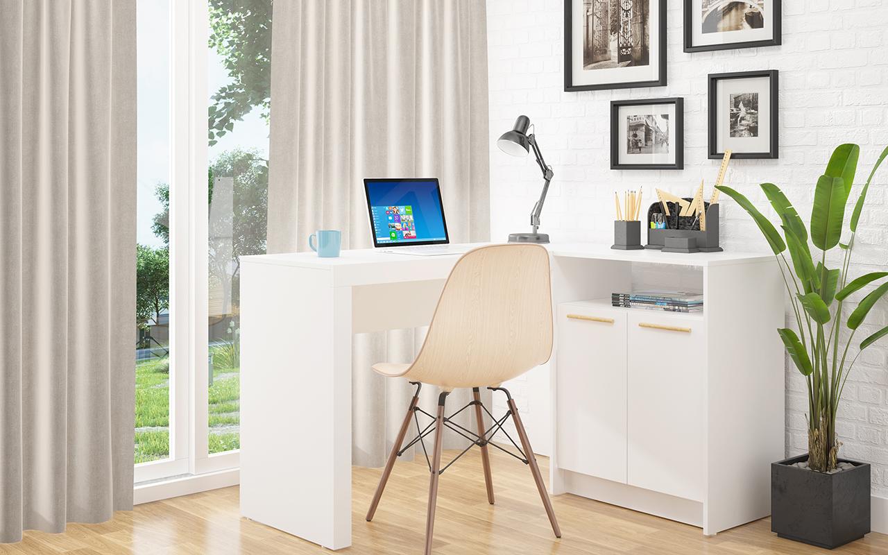 Manhattan Comfort Kalmar L -Shaped Office Desk with Inclusive Cabinet | Desks | Modishstore-4