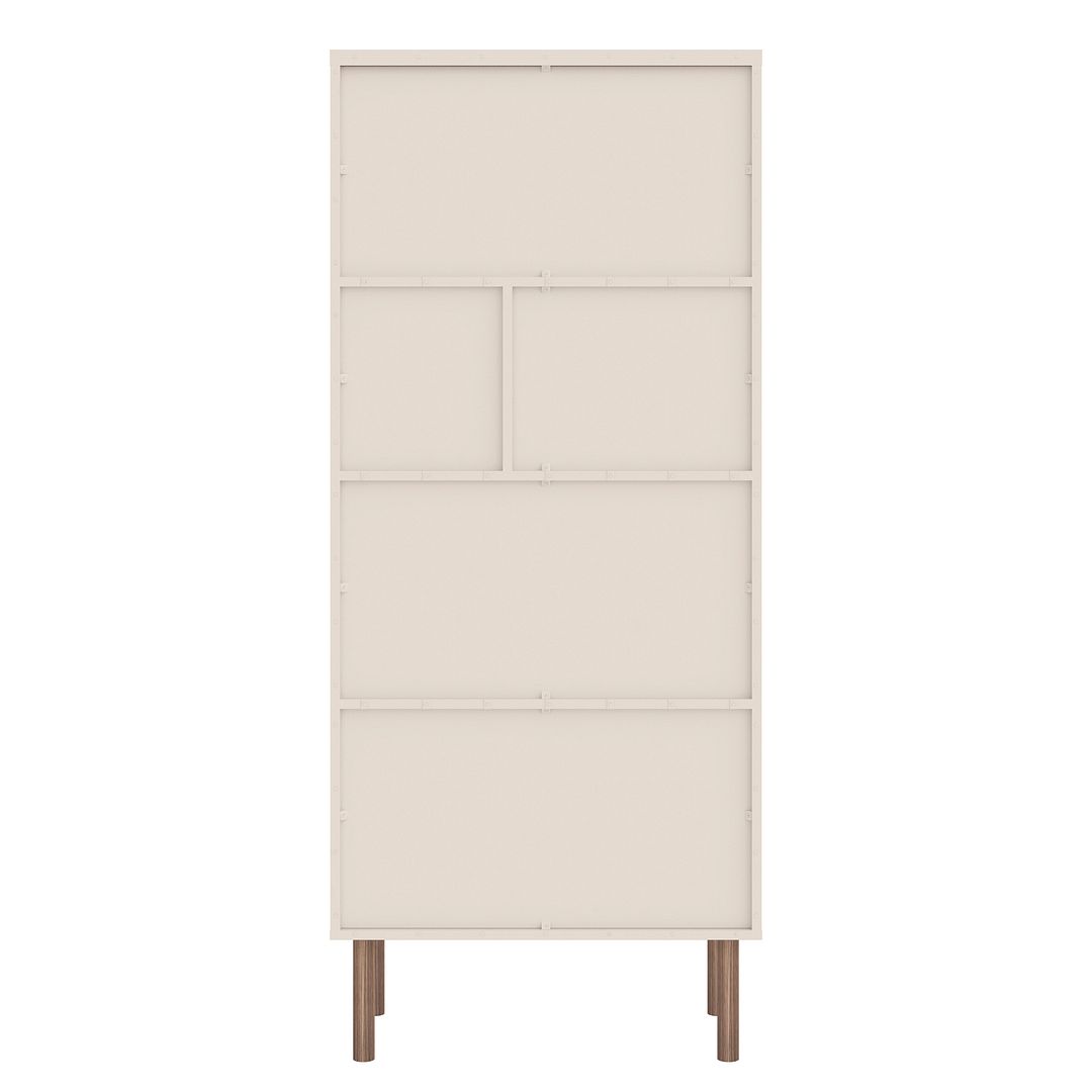 Manhattan Comfort Windsor Modern Display Bookcase Cabinet with 5 Shelves in Off White and Nature | Bookcases | Modishstore-3