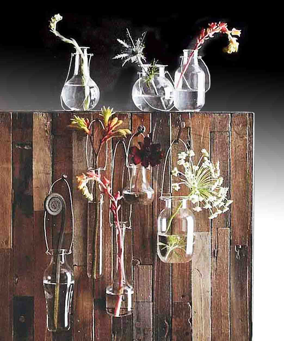 Metal Foliage Glass Hanging Vases - Set Of 9-2