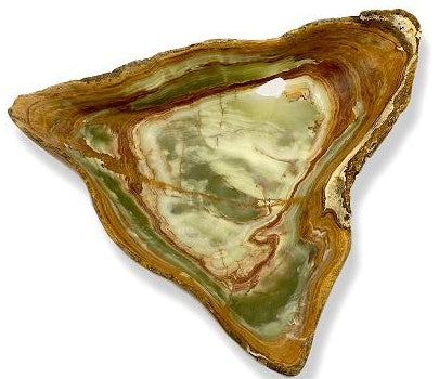 Raw Edge Banded Onyx Bowl - Large - Cream/Green/Brown-2