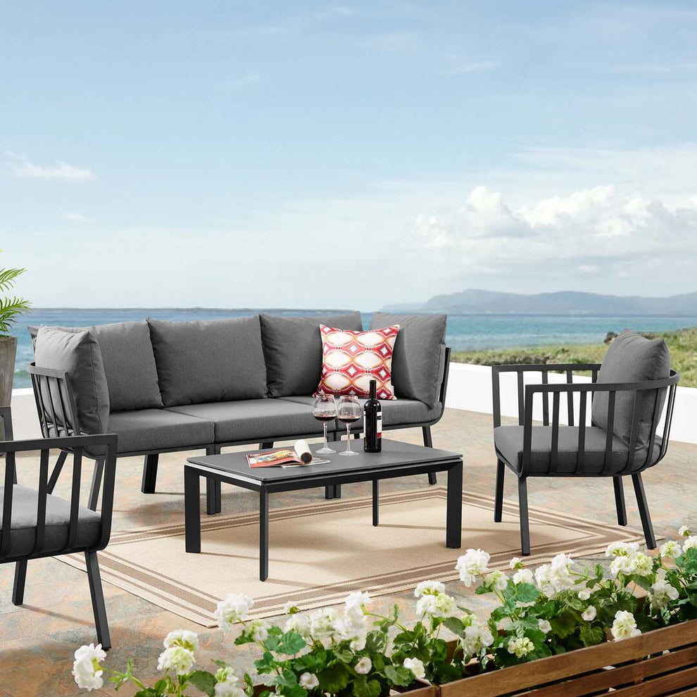 Modway Riverside 5 Piece Outdoor Patio Aluminum Set-EEI-3783 - EEI-3783 | Outdoor Sofas, Loveseats & Sectionals | Modishstore - 1